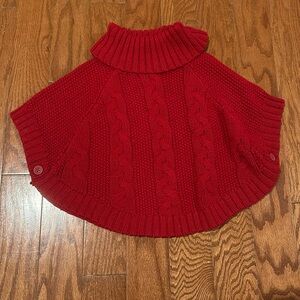Carter’s sweater poncho. Red. Size 2T. EUC.
